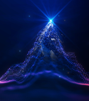 Digital image of a mountain against a starry night sky
